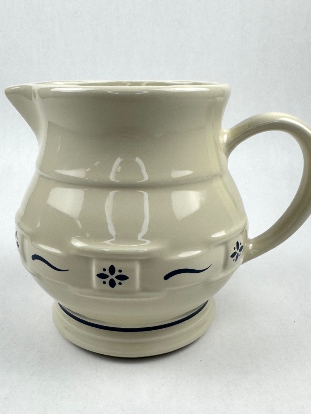 Vintage Longaberger Pottery Woven Traditions Blue 32 oz 1 qt Pitcher Made in USA
